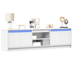 TV Cabinet with LED 180x34x50 cm Engineered Wood White