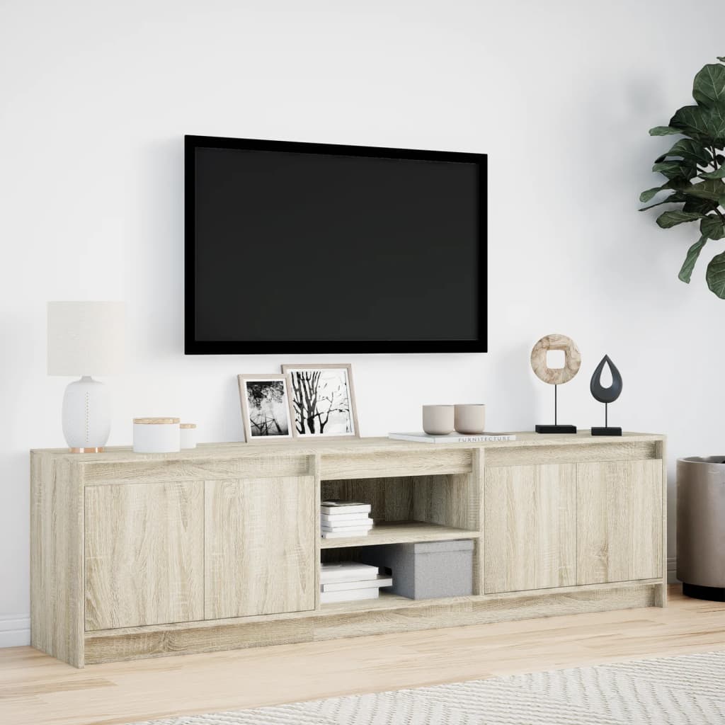 TV Cabinet with LED 180x34x50 cm Engineered Wood Sonoma oak