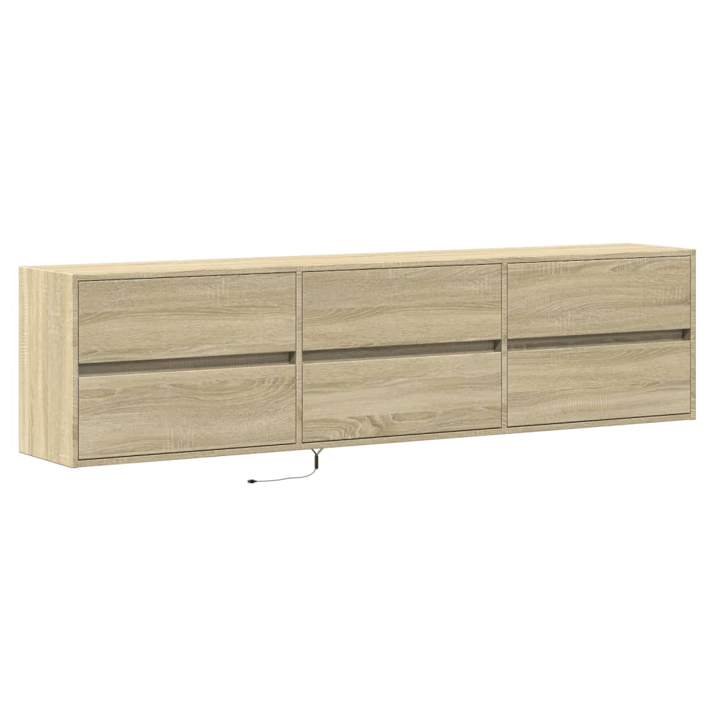 TV Wall Cabinet with LED 180x31x45 cm Sonoma oak