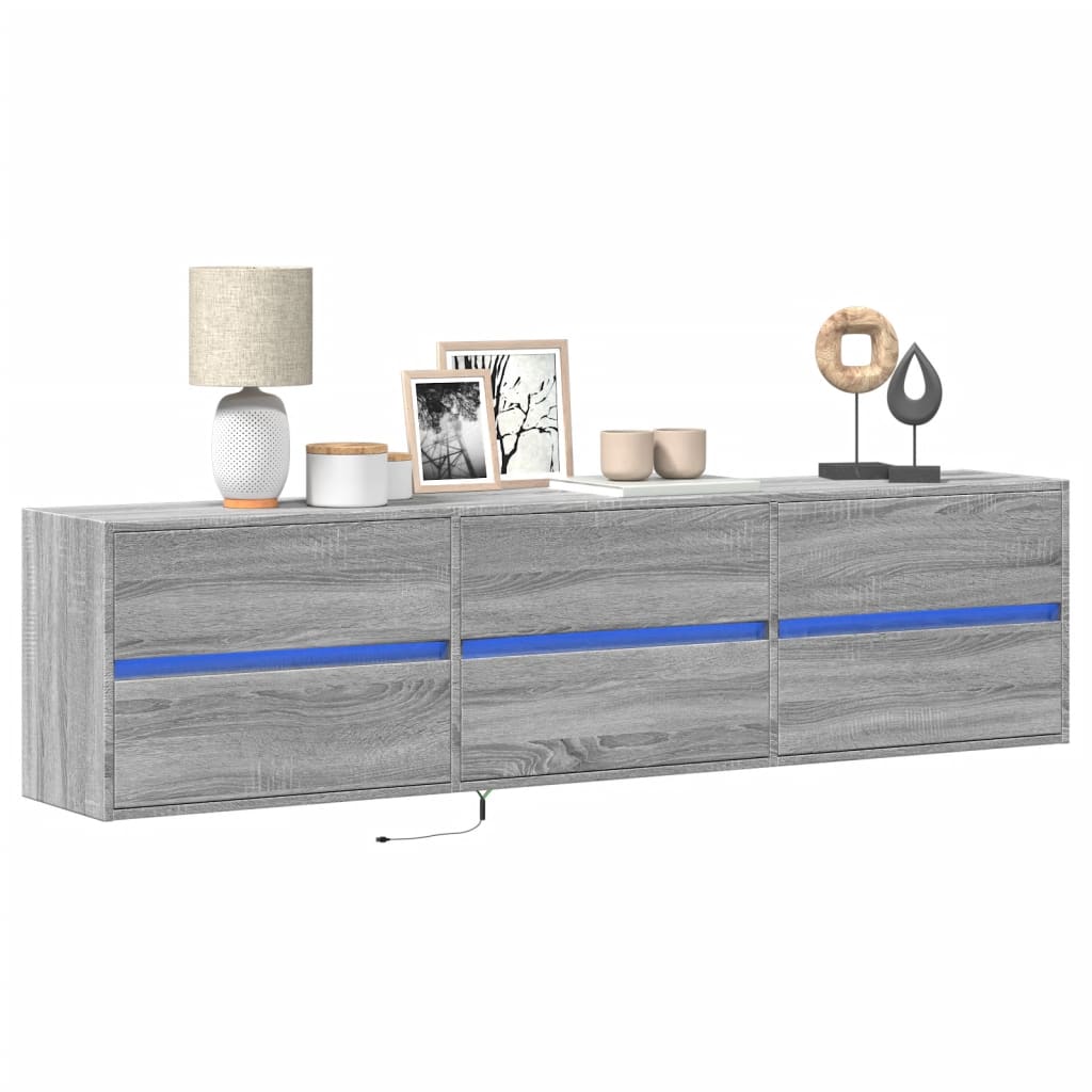 TV Wall Cabinet with LED 180x31x45 cm Grey sonoma
