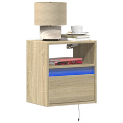 vidaXL Wall-mounted Bedside Cabinets with LED Lights