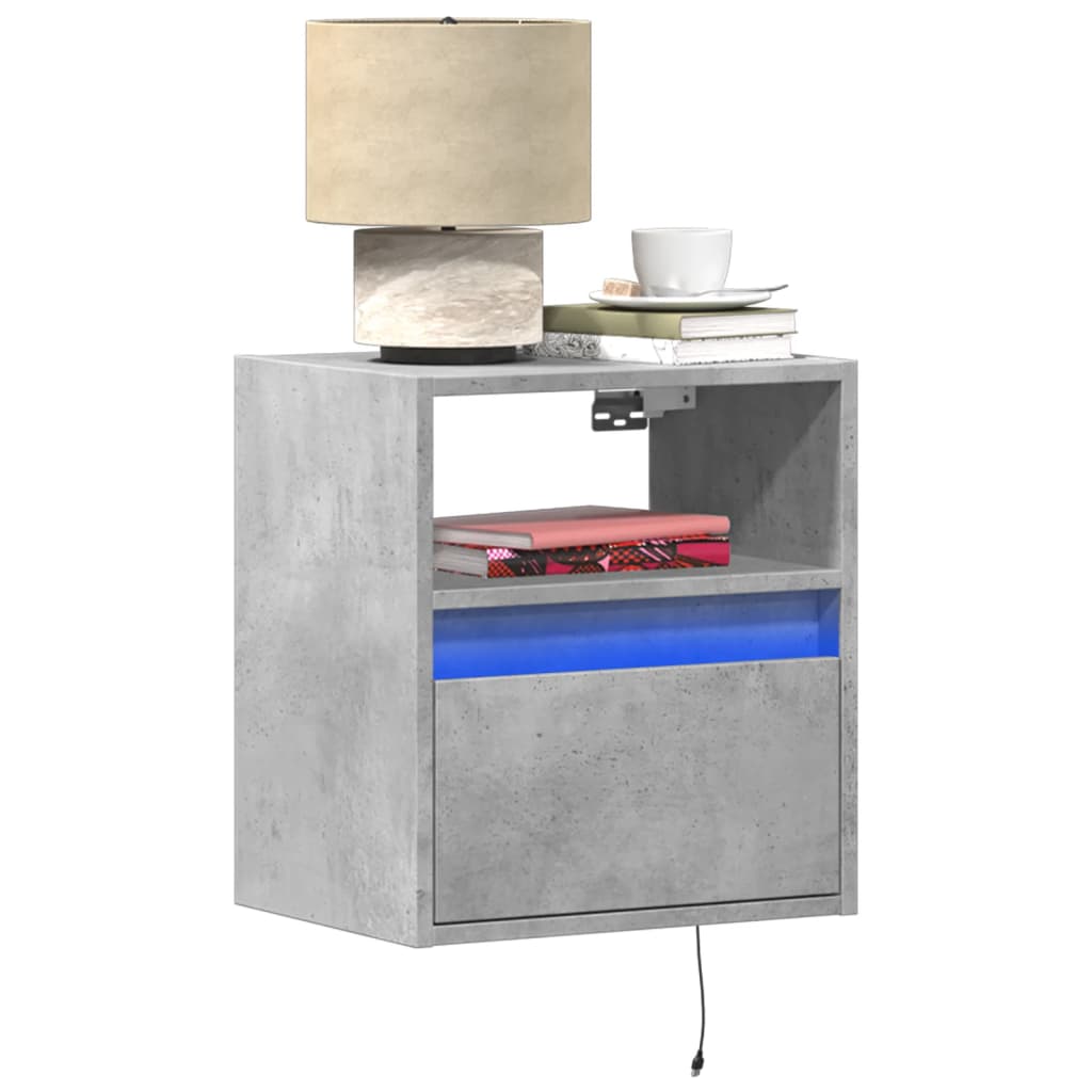 vidaXL Wall-mounted Bedside Cabinets with LED Lights