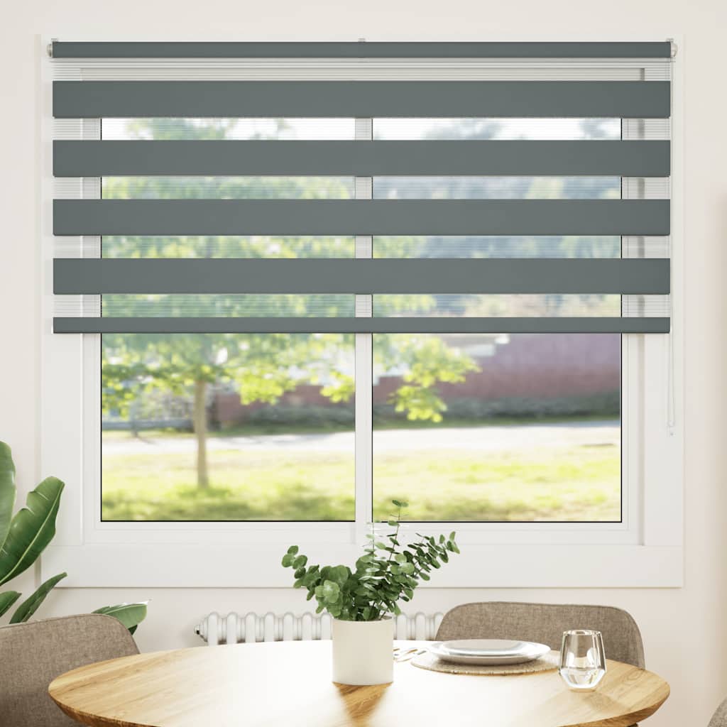 vidaXL Zebra Blind Dark Grey 155x100 cm Fabric Width 150.9 cm Polyester 2
