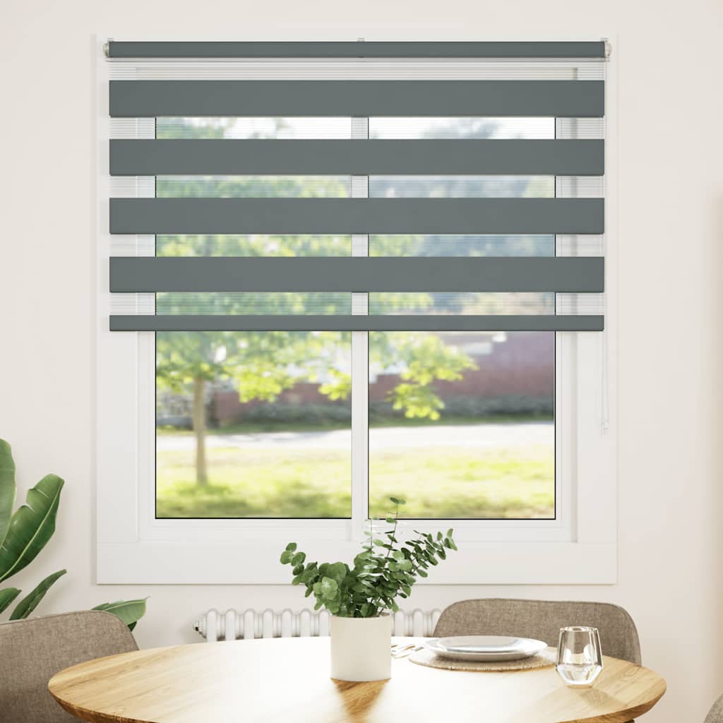 vidaXL Zebra Blind Dark Grey 120x150 cm Fabric Width 115.9 cm Polyester 2
