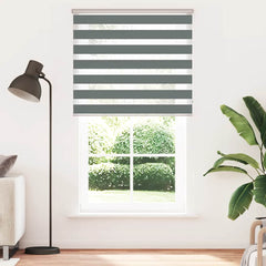 vidaXL Zebra Blind Dark Grey 125x200 cm Fabric Width 120.9 cm Polyester 2