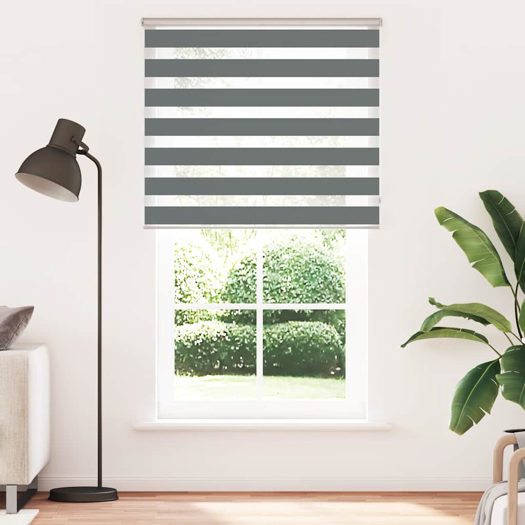 vidaXL Zebra Blind Fabric Width 35.9 cm Polyester Drop 200 cm Dark Grey