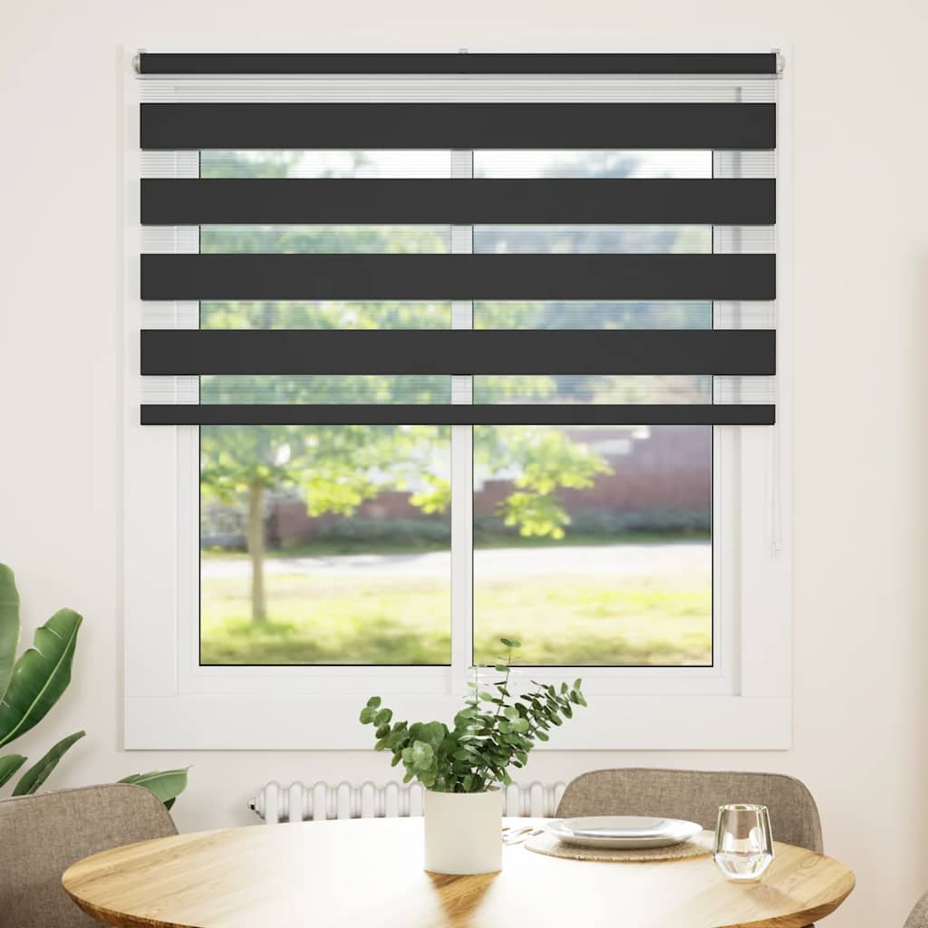 vidaXL Zebra Blind Black 135x100 cm Fabric Width 130.9 cm Polyester 2