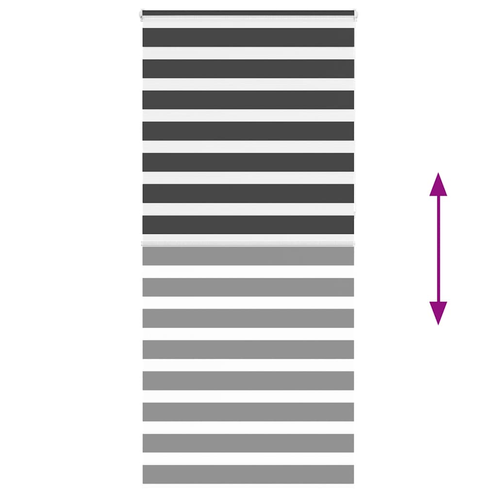 vidaXL Zebra Blind Black 110x230 cm Fabric Width 105.9 cm Polyester 5