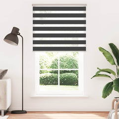 vidaXL Zebra Blind Black 130x230 cm Fabric Width 125.9 cm Polyester 2