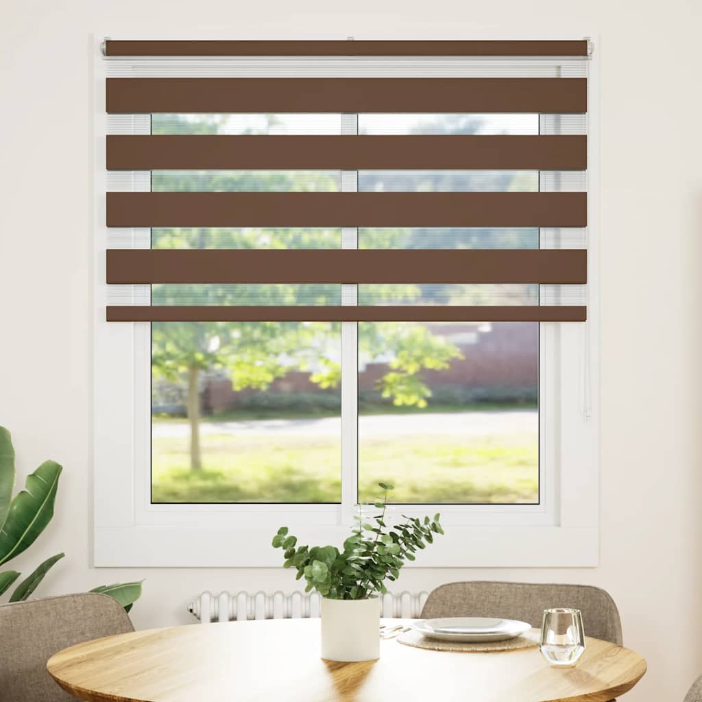 vidaXL Zebra Blind Brown 120x100 cm Fabric Width 115.9 cm Polyester 2