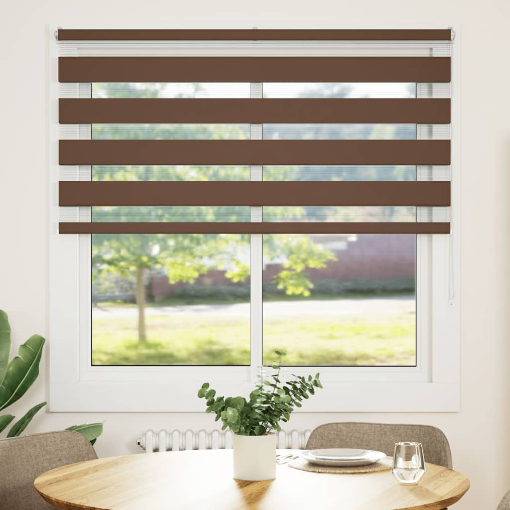 vidaXL Zebra Blind Brown 140x100 cm Fabric Width 135.9 cm Polyester 2