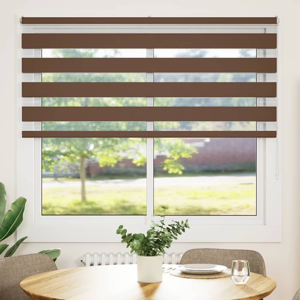 vidaXL Zebra Blind Brown 155x100 cm Fabric Width 150.9 cm Polyester 2