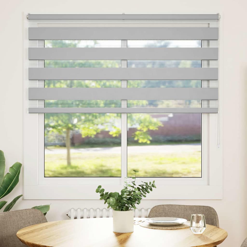 vidaXL Zebra Blind Light Grey 145x100 cm Fabric Width 140.9 cm Polyester 2