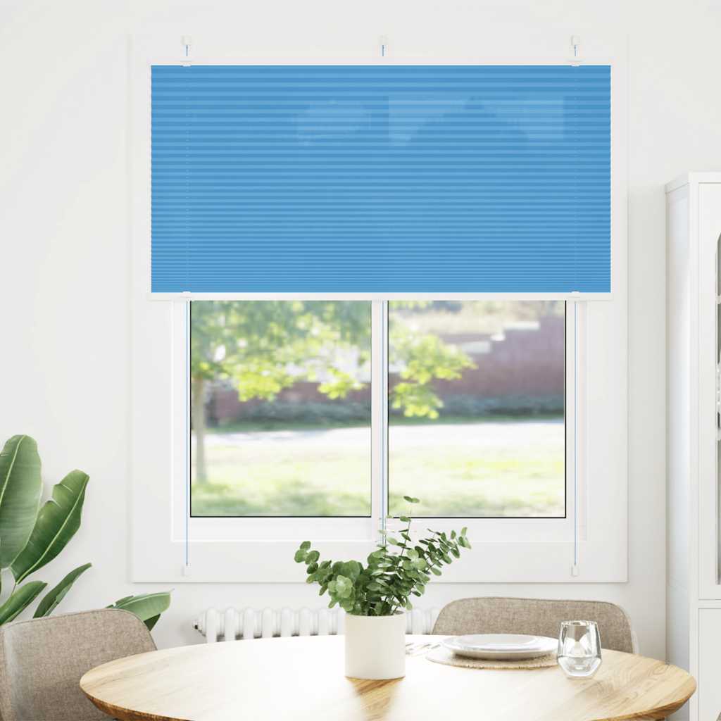 vidaXL Pleated Blind Blue 120x100 cm Fabric Width 119.4 cm Polyester 2