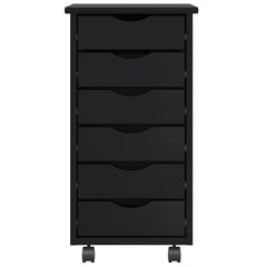 vidaXL Rolling Cabinet with Drawers "MOSS" Black Solid Wood Pine 3