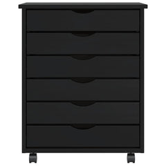 Rolling Cabinet with Drawers "MOSS" Black Solid Wood Pine, image 3