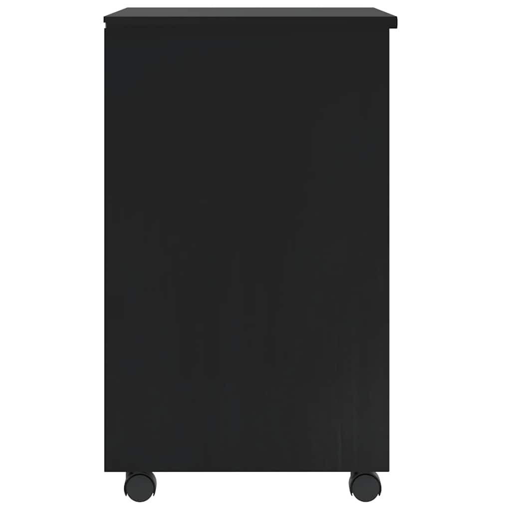 Rolling Cabinet with Drawers "MOSS" Black Solid Wood Pine, image 4