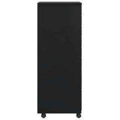 Rolling Cabinet with Drawers "MOSS" Black Solid Wood Pine, image 4