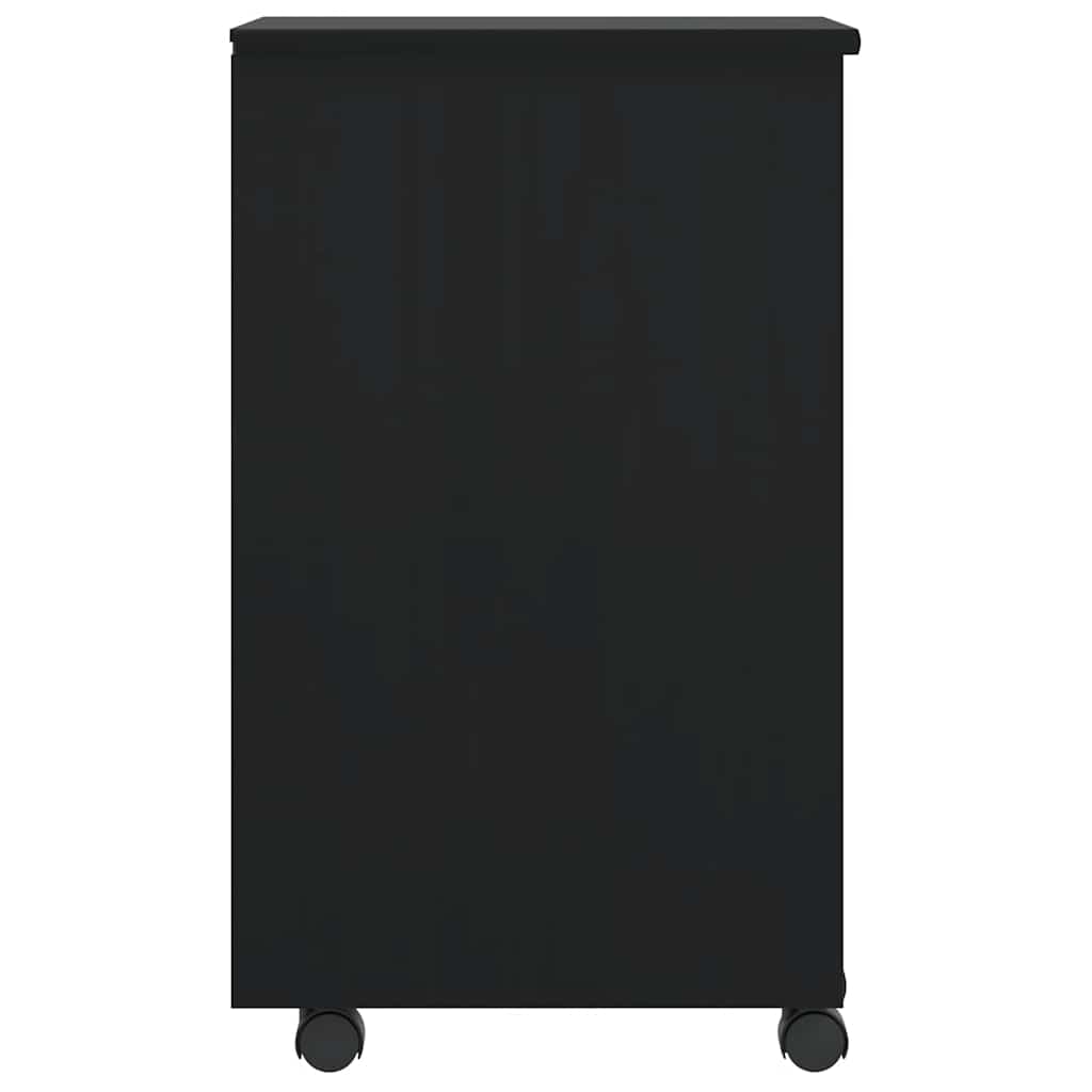 Rolling Cabinet with Drawers "MOSS" Black Solid Wood Pine, image 4