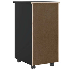 Rolling Cabinet with Drawers "MOSS" Black Solid Wood Pine, image 5