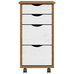 vidaXL Rolling Cabinet with Drawers MOSS Honey Brown Solid Wood Pine 3