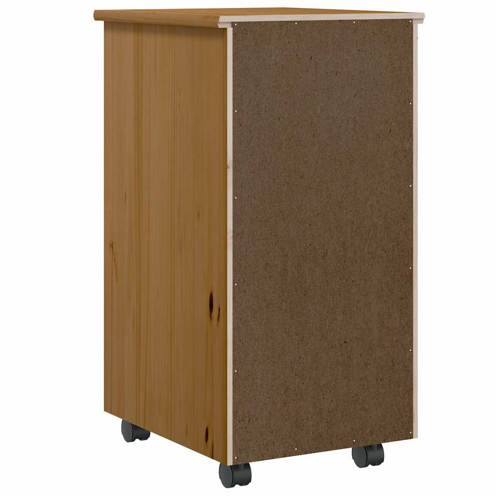 vidaXL Rolling Cabinet with Drawers MOSS Honey Brown Solid Wood Pine 5