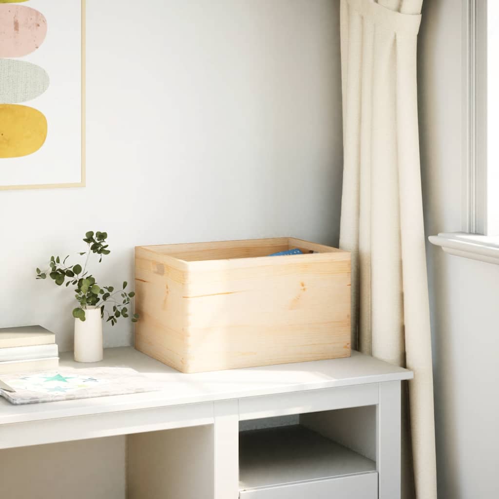 vidaXL Wooden Box with Handles 40x30x23 cm Solid Wood Pine 3