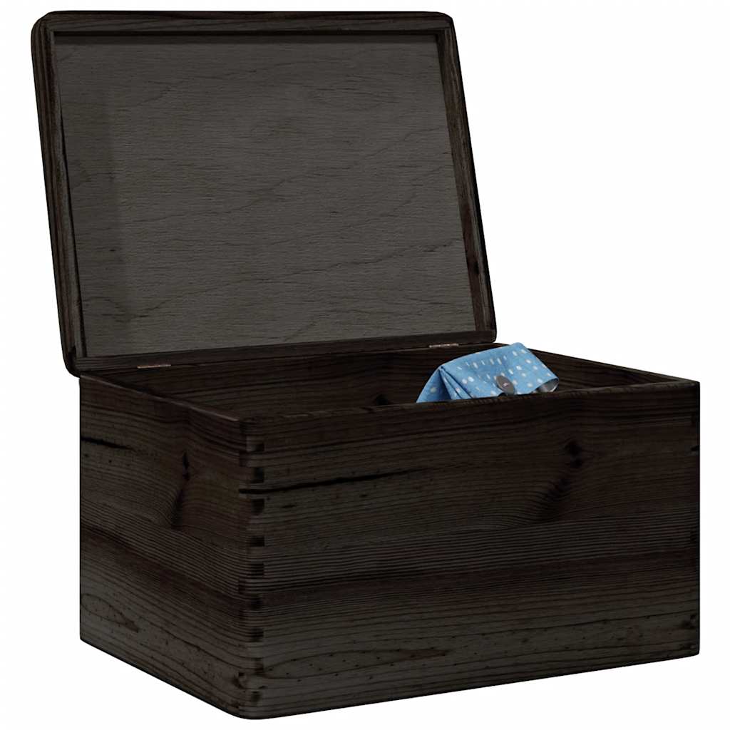 Wooden Box Solid Wood Pine in Black