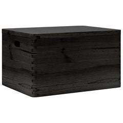 vidaXL Wooden Box with Lid and Handles Black 40x30x23cm Solid Wood Pine 2