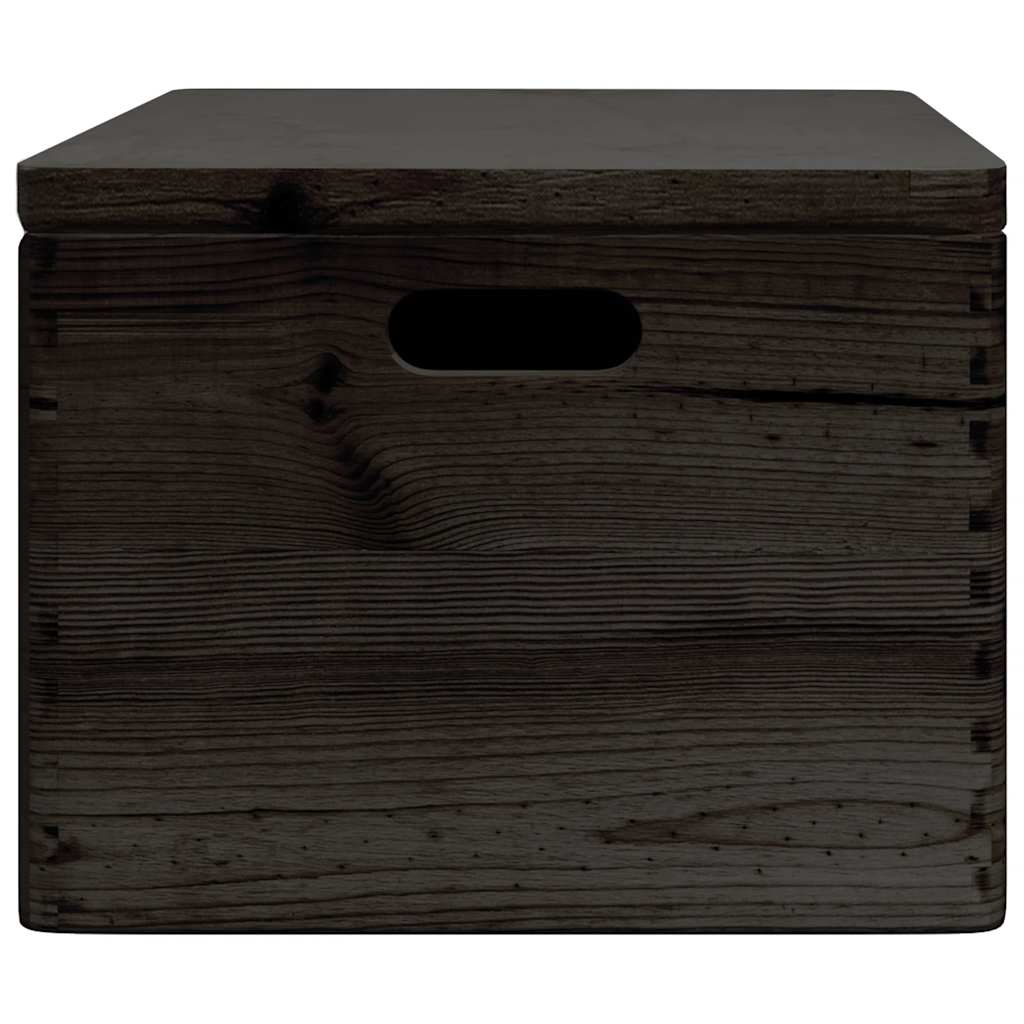 vidaXL Wooden Box with Lid and Handles Black 40x30x23cm Solid Wood Pine 6