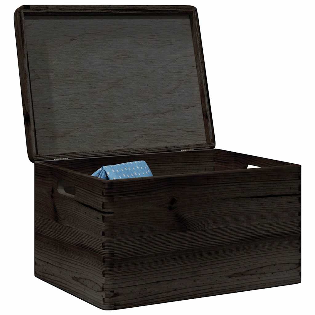 vidaXL Wooden Box with Lid and Handles Black 40x30x23cm Solid Wood Pine 1