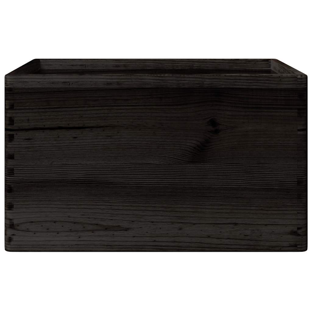 vidaXL Wooden Box with Handles Black 40x30x23 cm Solid Wood Pine 4