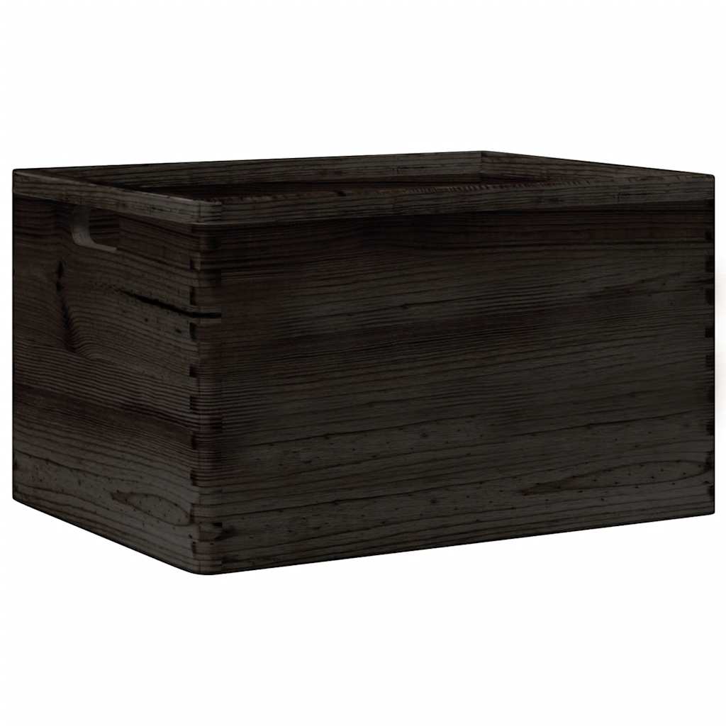 vidaXL Wooden Box with Handles Black 40x30x23 cm Solid Wood Pine 6