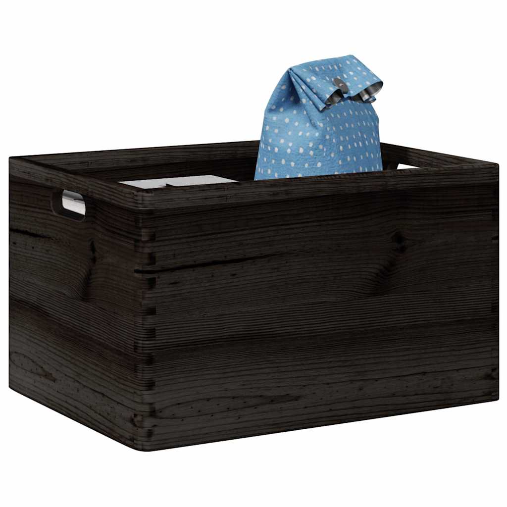 vidaXL Wooden Box with Handles Black 40x30x23 cm Solid Wood Pine 1