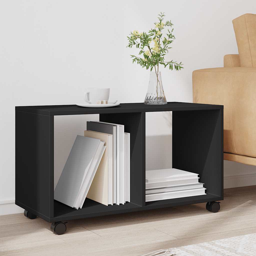vidaXL Rolling Cabinet Black 72x33x42.5 cm Engineered Wood 3