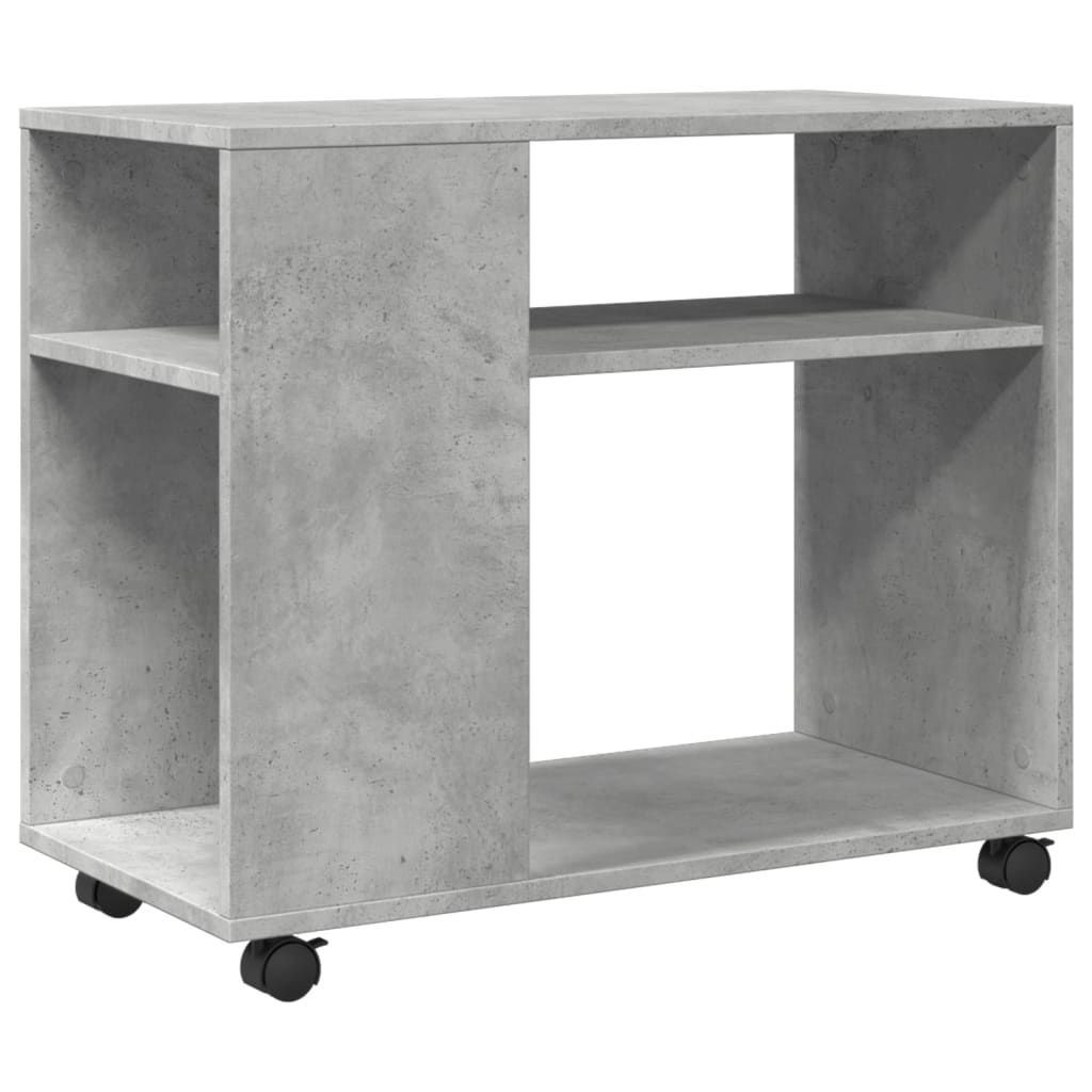 vidaXL Side Table with Wheels Concrete Grey 70x35x60 cm Engineered Wood 2