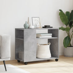 vidaXL Side Table with Wheels Concrete Grey 70x35x60 cm Engineered Wood 3