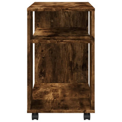 vidaXL Side Table with Wheels Smoked Oak 70x35x60 cm Engineered Wood 6