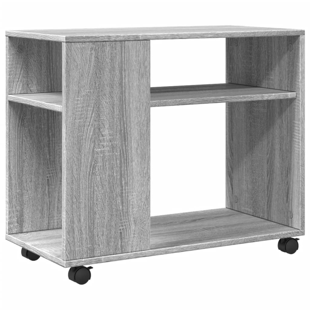 vidaXL Side Table with Wheels Grey Sonoma 70x35x60 cm Engineered Wood 2