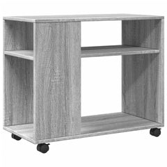 vidaXL Side Table with Wheels Grey Sonoma 70x35x60 cm Engineered Wood 2