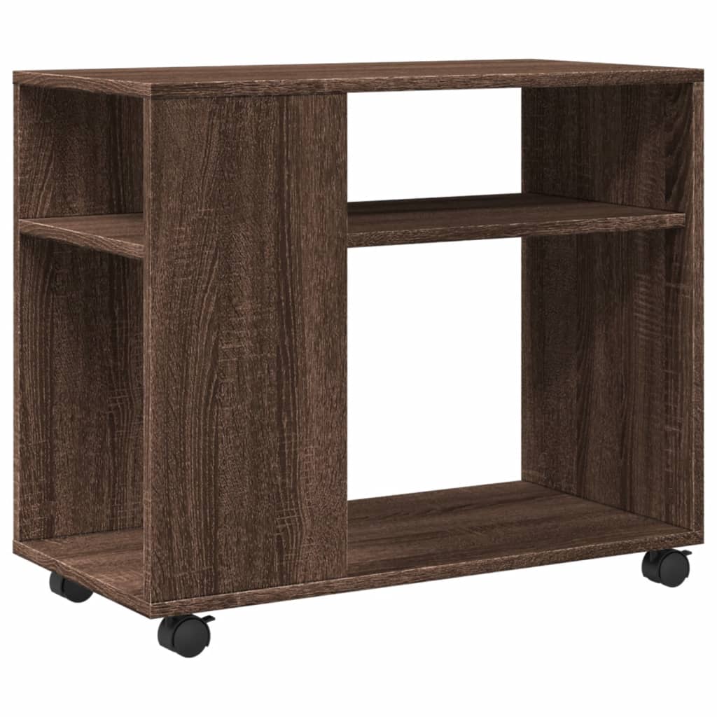 vidaXL Side Table with Wheels Brown Oak 70x35x60 cm Engineered Wood 2