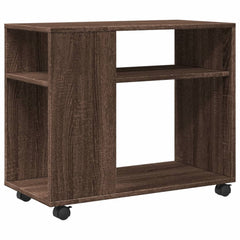 vidaXL Side Table with Wheels Brown Oak 70x35x60 cm Engineered Wood 2