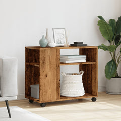 vidaXL Side Table with Wheels Old Wood 70x35x60 cm Engineered Wood 3