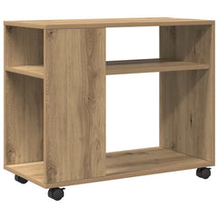 vidaXL Side Table with Wheels Artisian Oak 70x35x60 cm Engineered Wood 2