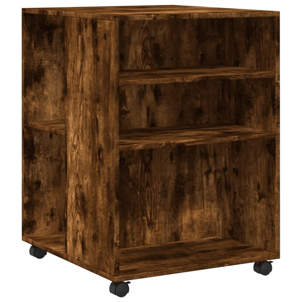 vidaXL Side Table with Wheels Smoked Oak 55x60x78 cm Engineered Wood 2
