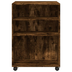 vidaXL Side Table with Wheels Smoked Oak 55x60x78 cm Engineered Wood 4