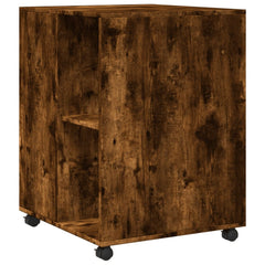 vidaXL Side Table with Wheels Smoked Oak 55x60x78 cm Engineered Wood 6