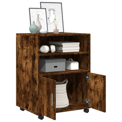 vidaXL Rolling Cabinet Smoked Oak 60x48x81 cm Engineered Wood 3