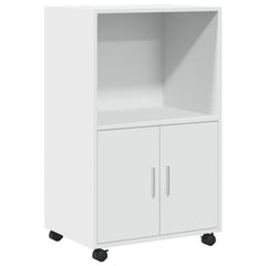 vidaXL Rolling Cabinet White 55x40x91 cm Engineered Wood 2