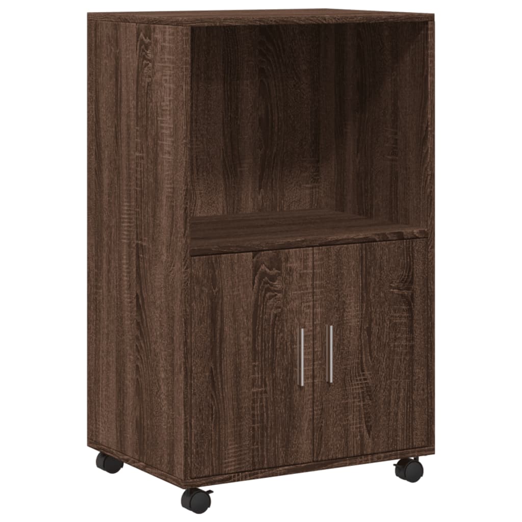 vidaXL Rolling Cabinet Brown Oak 55x40x91 cm Engineered Wood 2